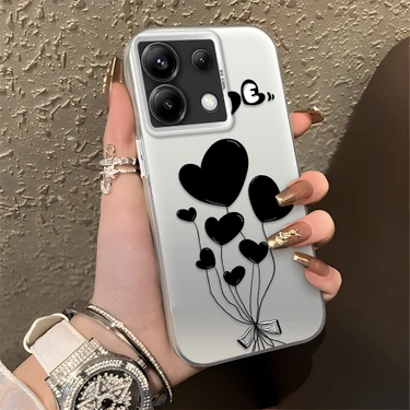 Ucuc Xiaomi Poco X6 Uyumlu Sert Akrilik Arka Silikon Kenar Lens Koruma Şık Baskı