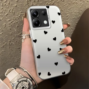 Ucuc Xiaomi Poco X6 Uyumlu Sert Akrilik Arka Silikon Kenar Lens Koruma Şık Baskı