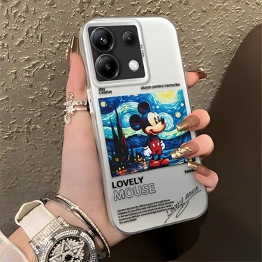 Ucuc Xiaomi Poco X6 Uyumlu Sert Akrilik Arka Silikon Kenar Lens Koruma Şık Baskı