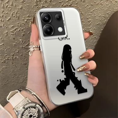 Ucuc Xiaomi Poco X6 Uyumlu Sert Akrilik Arka Silikon Kenar Lens Koruma Şık Baskı