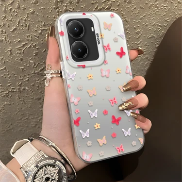 Ucuc Xiaomi Poco X7 Pro Uyumlu Sert Akrilik Arka Silikon Kenar Lens Koruma Şık Baskı