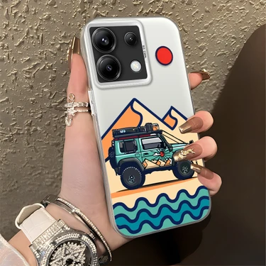 Ucuc Xiaomi Poco X6 Uyumlu Sert Akrilik Arka Silikon Kenar Lens Koruma Şık Baskı