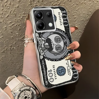 Ucuc Xiaomi Poco X6 Uyumlu Sert Akrilik Arka Silikon Kenar Lens Koruma Şık Baskı