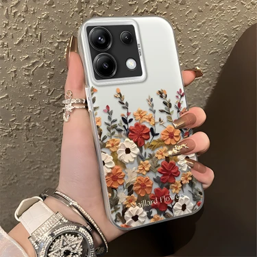 Ucuc Xiaomi Poco X6 Uyumlu Sert Akrilik Arka Silikon Kenar Lens Koruma Şık Baskı