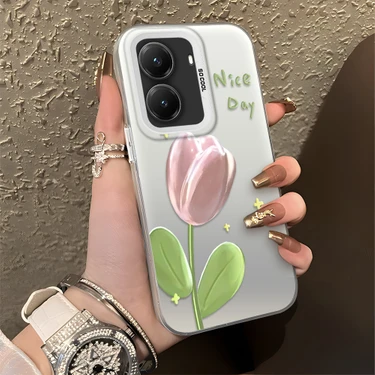 Ucuc Xiaomi Poco X7 Pro Uyumlu Sert Akrilik Arka Silikon Kenar Lens Koruma Şık Baskı