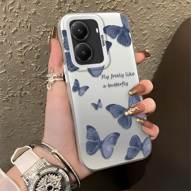 Ucuc Xiaomi Poco X7 Pro Uyumlu Sert Akrilik Arka Silikon Kenar Lens Koruma Şık Baskı