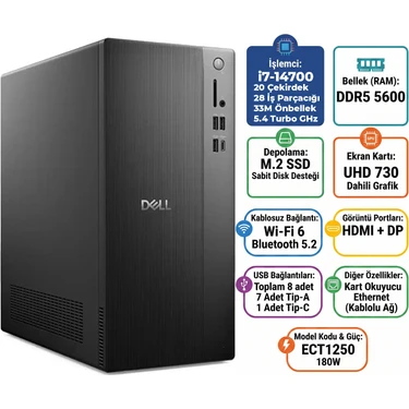 Dell Tower Intel Core I7-14700 32GB 2tb SSD Windows 11 Pro Fiyatı