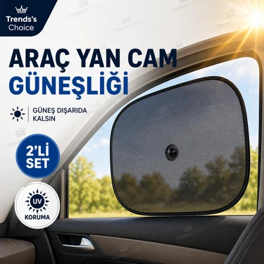 Trends's Choice Araç Oto Güneşlik Yan Cam Güneşlik Perde Vantuzlu Araç Yan Cam Güneşliği Uv