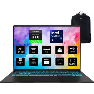 Asus V16 V3607VP-RP016 Intel Core 7 240H 8GB 512GB SSD RTX5070 WİNDOWS 11 PRO 16" Taşınabilir