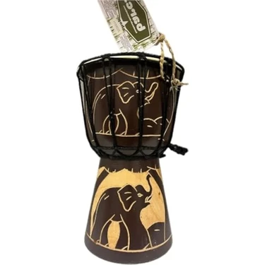 Hakay El Yapımı Otantik Djembe Davul, 25 cm Mahoni ve