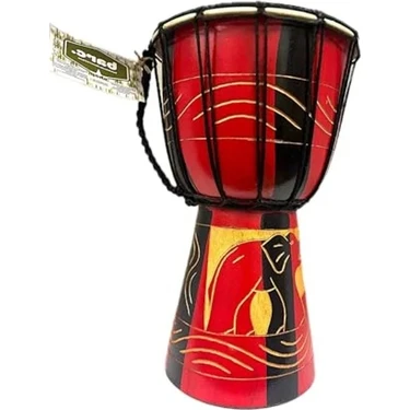 Hakay Ahşap Djembe Otantik Çalgı, 30 Cm, Mahoni Ağacı, Keçi Derisi, Darbuka