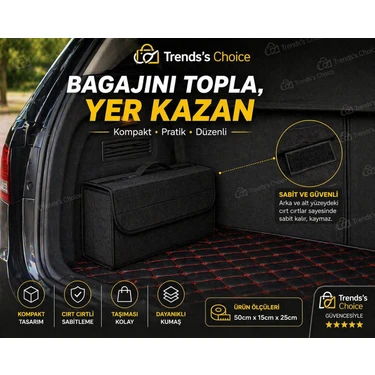 Trends's Choice Araba Oto Bagaj Çantası Siyah Oto Bagaj Düzenleyici Organizer Araç Içi Oto Aksesuar