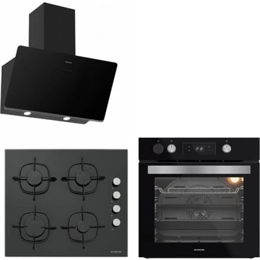 Silverline  Buhar Destekli + Airfryer 3457 Soho - CS5335 - BO65P4B01 Siyah Cam Ankstre