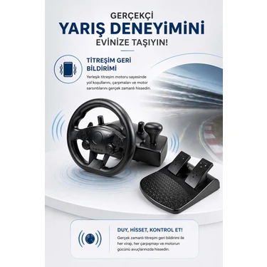 FaroxTech Prodrive 270° Direksiyon Seti Pedallı USB Oyun Direksiyonu Pc Ps4 Ps5