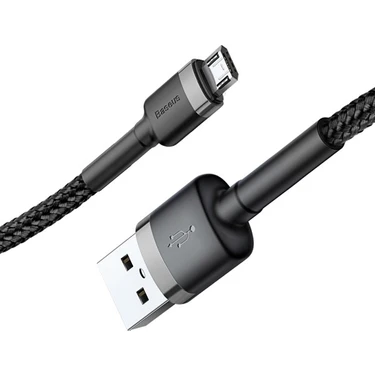 Baseus Cafule 1 m USB to Micro USB 2.4A Şarj Kablosu Gri-Siyah Hızlı Şarj
