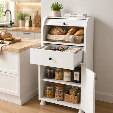 Seven Madame Home Çekmeceli Ekmeklik Dolabı | %100 Mdf | 42X30X102 cm | Mutfak Çok Amaçlı