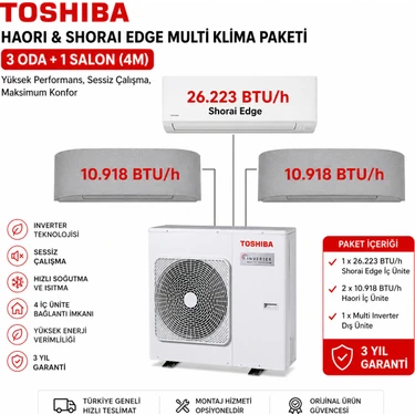 Toshiba Haori & Shorai Multi Split Klima 4m 2+1 Set (10K+10K+26K