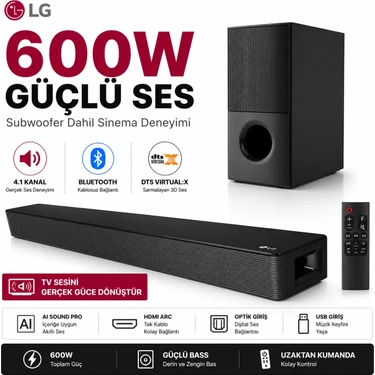 Lg 600 W Yüksek Çıkış Gücüne Sahip 4.1 Kanal Bluetooth Destekli Subwoofer Içeren Ev Sinema Sistemi