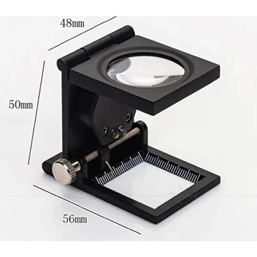 Ronanna -28X28 mm Katlanır Sayaçlı Metal Lüp, 2 LED Işıklı Büyüteç Tekstil TH9005A ( Lisinya
