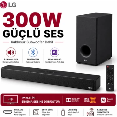Lg 300 W Yüksek Çıkış Gücüne Sahip 2.1 Kanal Bluetooth Ses Sistemi Subwoofer Içeren Akıllı Ev