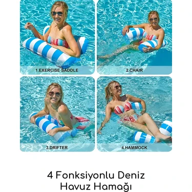 Craftivio Deniz Havuz Hamağı 4 Fonksiyonlu Havuz Deniz Yatağı 130X70 cm Fileli