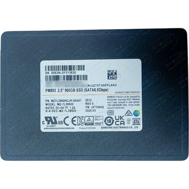 Samsung PM893 960GB Sata 6gbps 2.5 Server Sunucu SSD Fiyatı