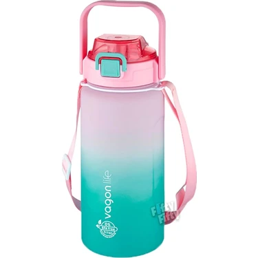Sprout Store Tritan 1500ML Askılı-Pipetli/pipetsiz Kullanım Çift Renk Softtouch Motivasyon Matarası