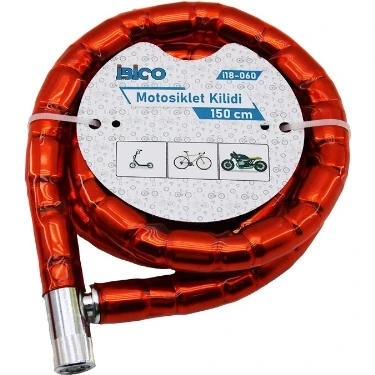 Kırmızı Motor Bisiklet Kilidi 22 mm x 150