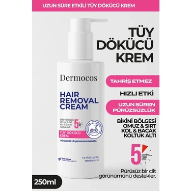 Dermocos Tüy Dökücü Krem - Tüm Cilt Tipleri Için Unisex Hızlı Etkili Tüy Dökücü