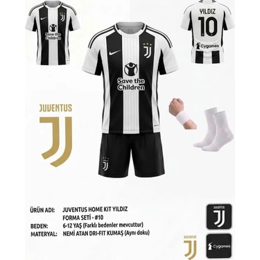Yenteks Juventus Kenan Yıldız Futbol Çocuk Forması 2024/25 Sezon 4'lü Set Forma +