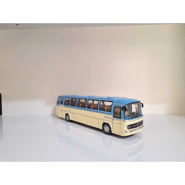 1:24 Ölçek 25 cm Mercedes-Benz O302 Sesli Işıklı Metal Model Otobüs Mavi