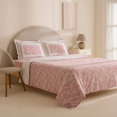 Karaca Home Celerina Pembe %100 Pamuk Çift Kişilik Fitted Nevresim