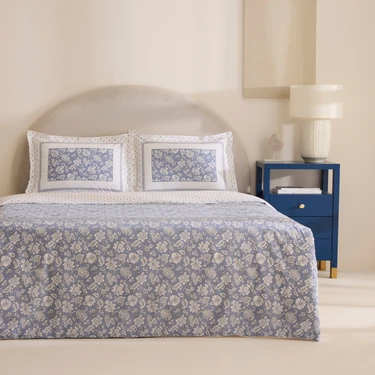 Karaca Home Celerina Mavi %100 Pamuk Çift Kişilik Fitted Nevresim