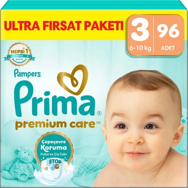 Prima PremiumCare Bebek Bezi Ultra Fırsat Paketi 3 Numara 96 Adet
