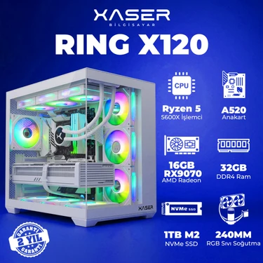 Xaser Ring X120 Ryzen 5 5600X 32GB Ram 1tb M.2 Nvme SSD 16GB RX9070 Masaüstü Oyuncu