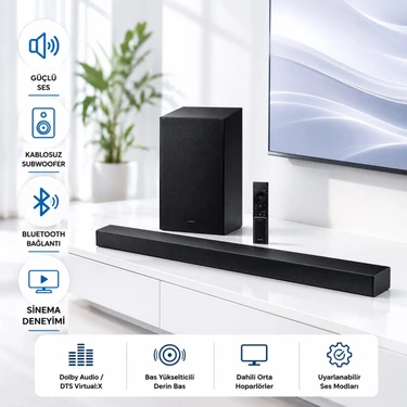Samsung Çevresel Ses Teknolojili 2.1 Kanal Soundbar Uyarlanabilir Ses Özellikli Bluetooth 4.2