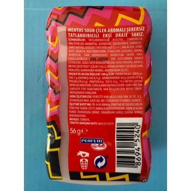 Mentos Sour Çilek Aromalı Draje Sakız 56 G. * 6 Adet Fiyatı