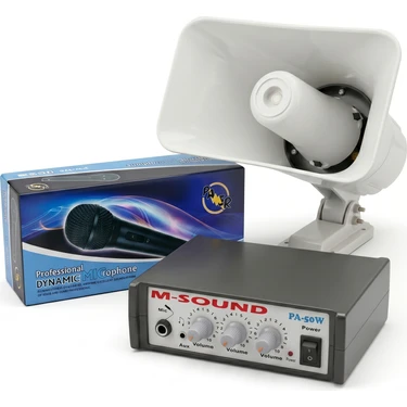 AUDIOX PS-50 Pazarcı Ses Sistemi Seti 12 Volt 50 Watt Pazarcı Amfisi Horn Hoparlör Dinamik El