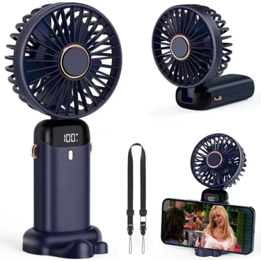 Bontec Dijital Göstergeli Mini Vantilatör, Şarjlı Masaüstü Vantilatör, Taşınabilir 12000 Rpm El