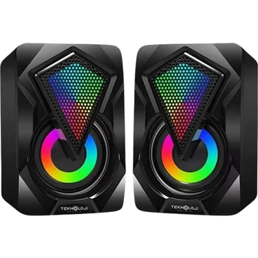 Dora Shopping Bilgisayar Hoparlörü Işıklı Rgb Laptop Pc Uyumlu 1+1