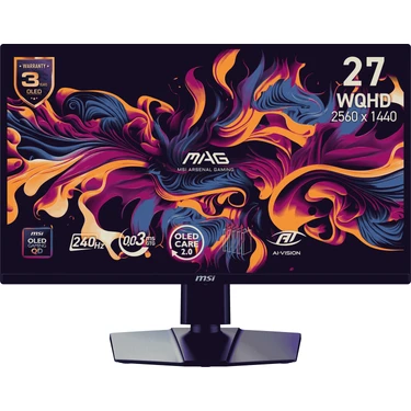 MSI 26.5" MAG 272QP QD-OLED X24 2560x1440 (WQHD) 16:9 FLAT QD-OLED 240HZ 0.03MS (GtG) FREESYNC