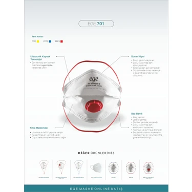 Ege Maske Ege 701 Ventilli Ffp3 Nr N99 Maske 30'lu Paket Yüksek Koruma ve Rahat