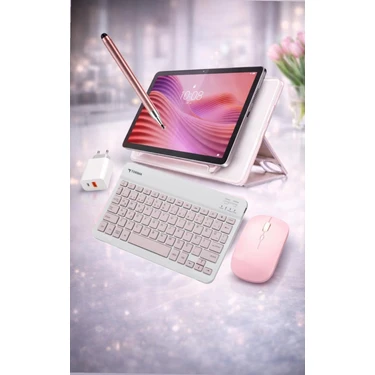 Lenovo Tab 4gb Ram 128 GB Hafıza 10.1"inch Gri Tablet+Şeffaf Kılıf+Pembe Klavye ve Mouse+Kalem