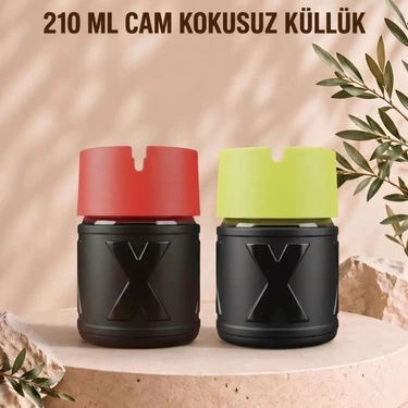 LE Paris x Küllük 2’li Set | Cam Hazneli Kapaklı Dumansız Sigara Küllüğü | Ev Ofis Balkon Araç
