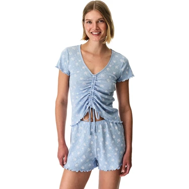 Penti Mavi Coralie Pointel Pamuklu Şortlu Pijama