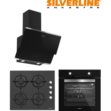 Silverline Oslo 3490 - CS5335B02 - B06501B01 Siyah Cam Ankastre