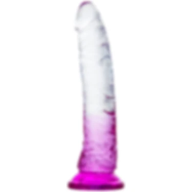Ultra Yumuşak Şeffaf Mor 21 cm Gerçekçi Penis Realistik Jel Dokuda Yumurtalıksız Anal Vajina
