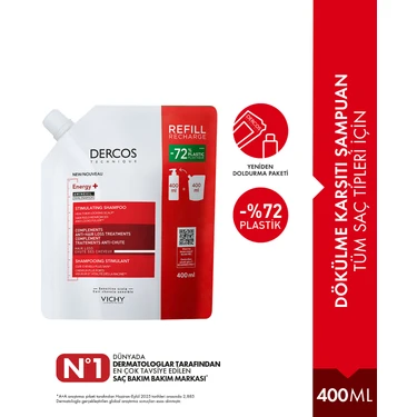 Vichy Dercos Energising Şampuan Dökülme Karşıtı Etkiyle 400 ml Yeniden Dolum