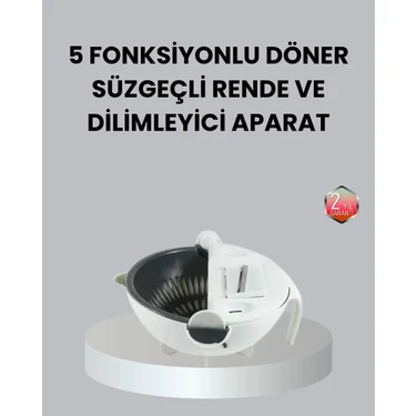 İlanib Ticaret Döner Mekanizmalı 5’i 1 Arada Süzgeçli Rende Sebze Meyve Doğrama