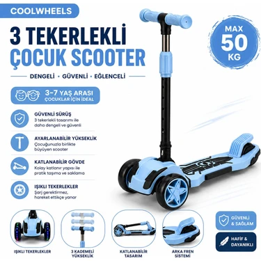 Luna Elite 3 Tekerlekli Katlanabilir LED Işıklı Scooter
